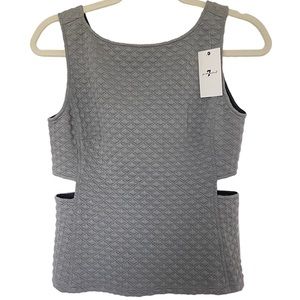 7 For All Mankind • Gray Cut Out Sleeveless Blouse • Zipper Back • Quilted • NWT